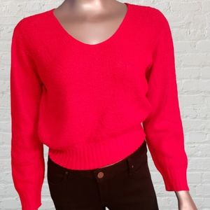 Vintage V-Neck Red Sweater medium EUC